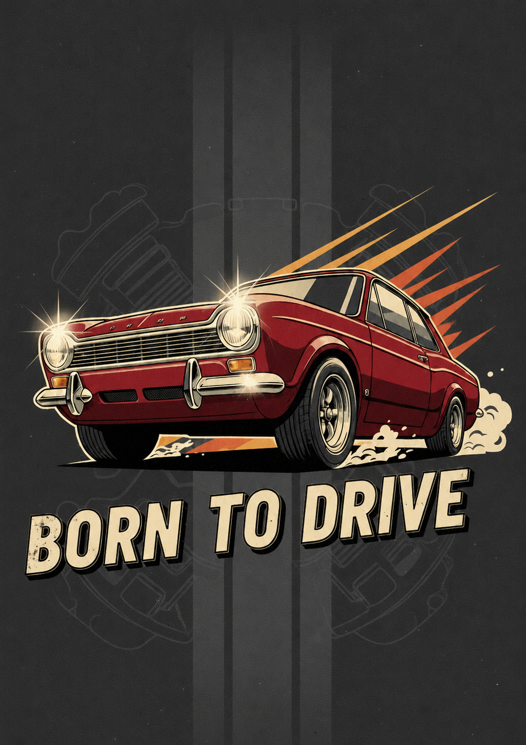 Born to Drive vintage muscle car poster