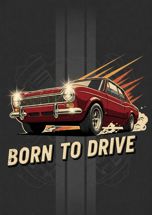 Born to Drive vintage muscle car poster