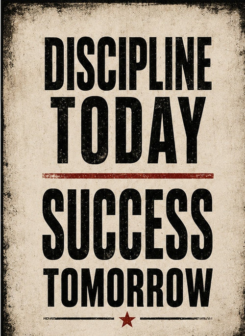 Discipline Today, Success Tomorrow motivational quote poster