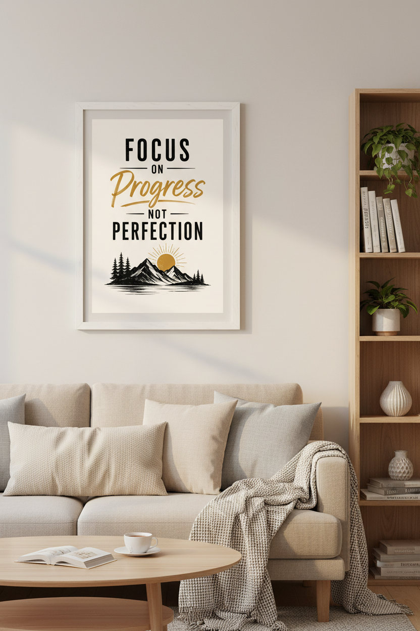 Focus On Progress — framed in living room