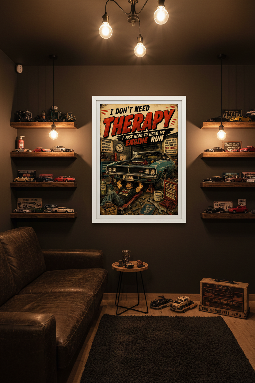 I Don't Need Therapy — framed in man cave