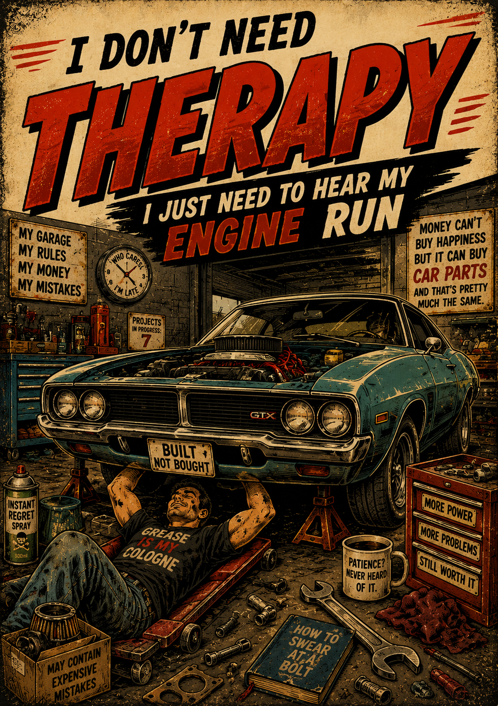 I Don't Need Therapy Car Garage Poster