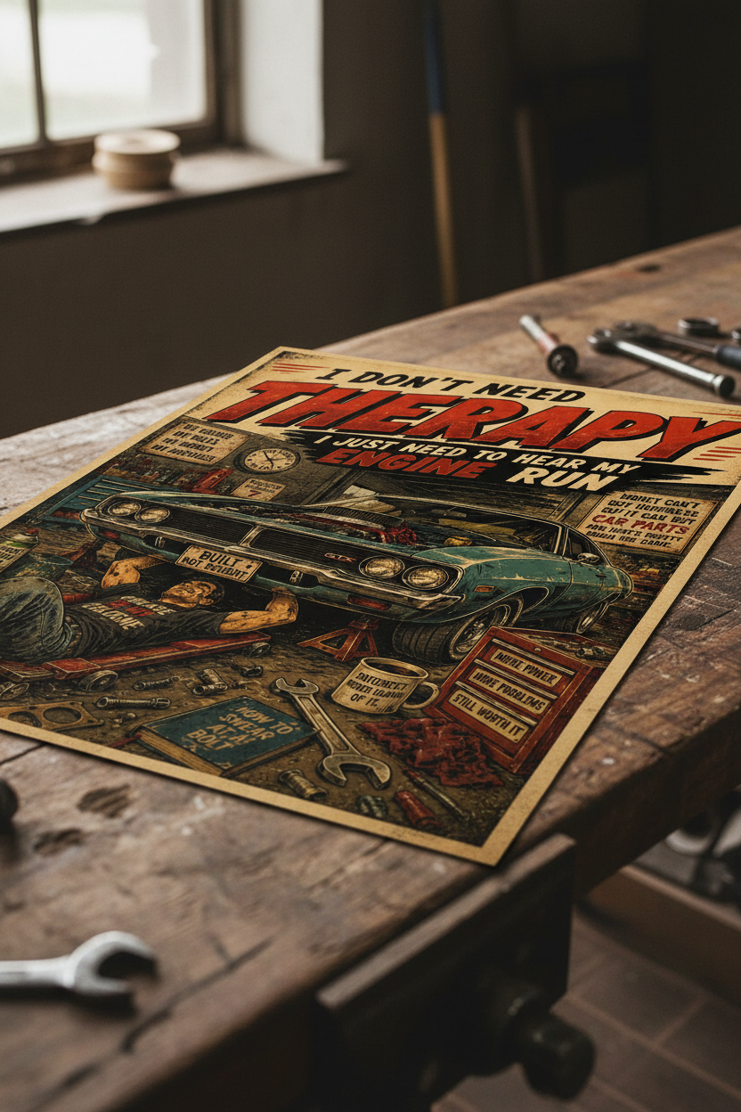 I Don't Need Therapy — unframed on workbench