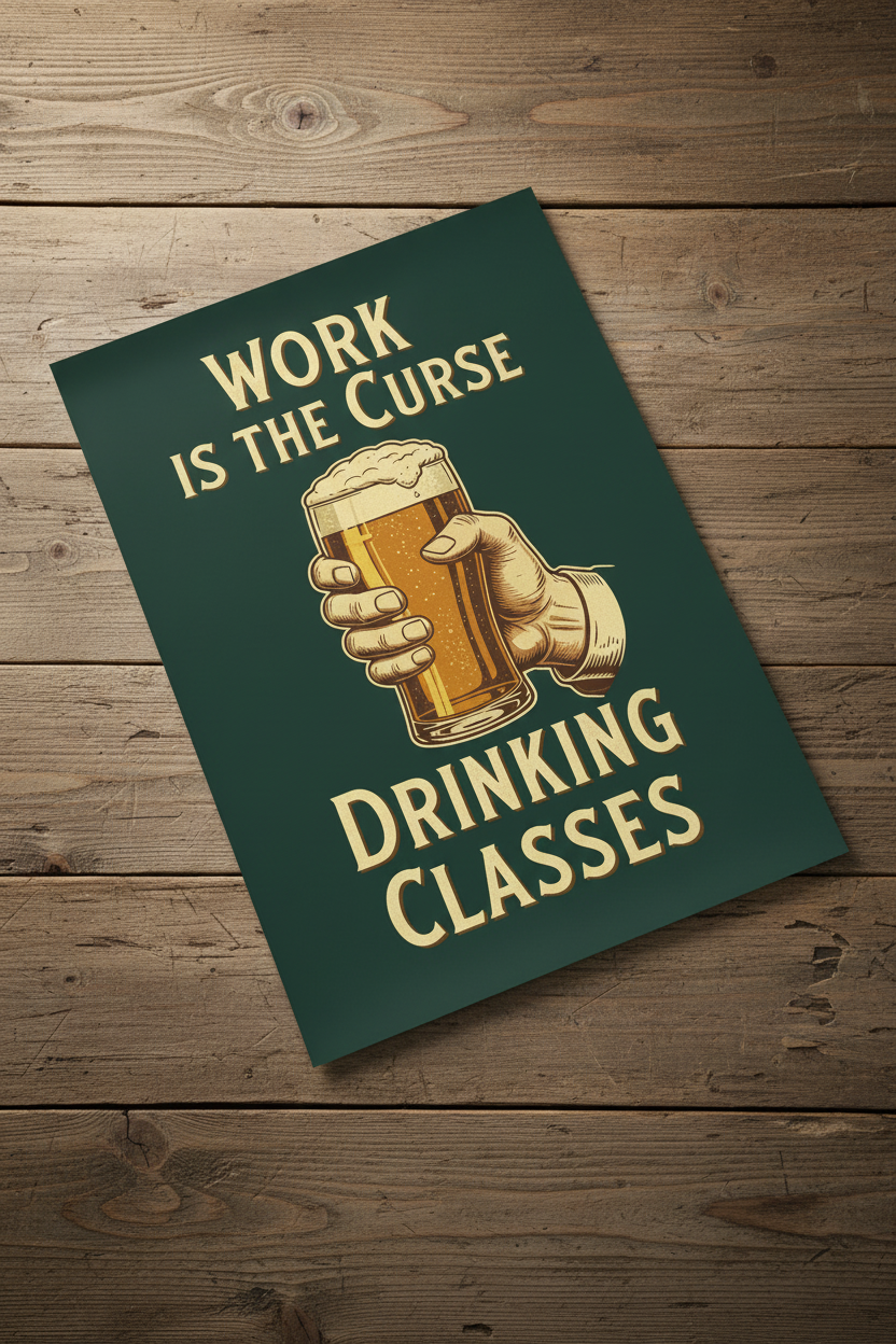 Unframed poster on wooden table