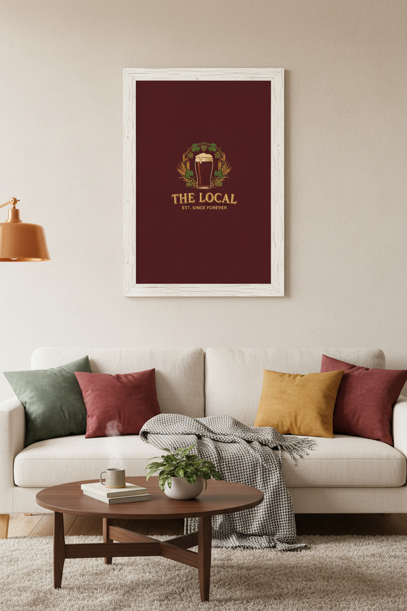 Framed poster in living room