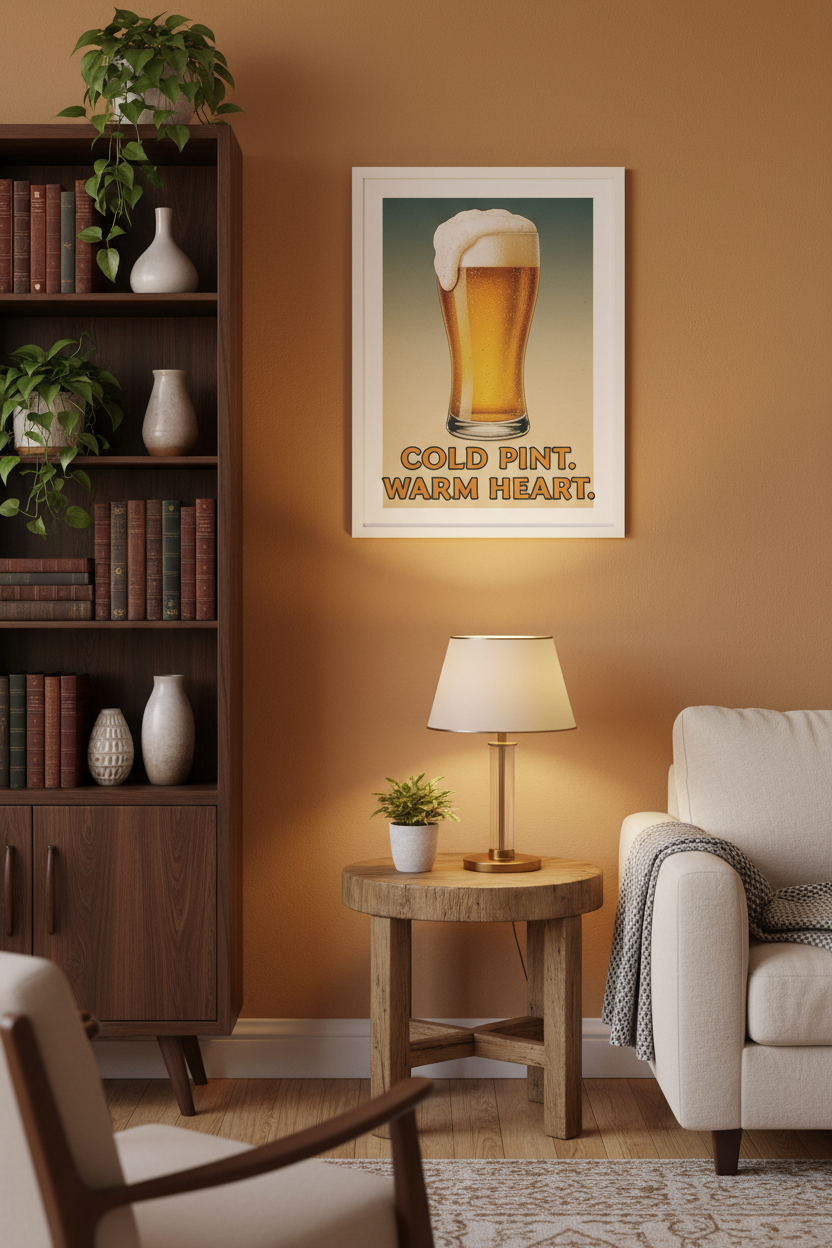 Cold Pint. Warm Heart. — Framed Mockup 2