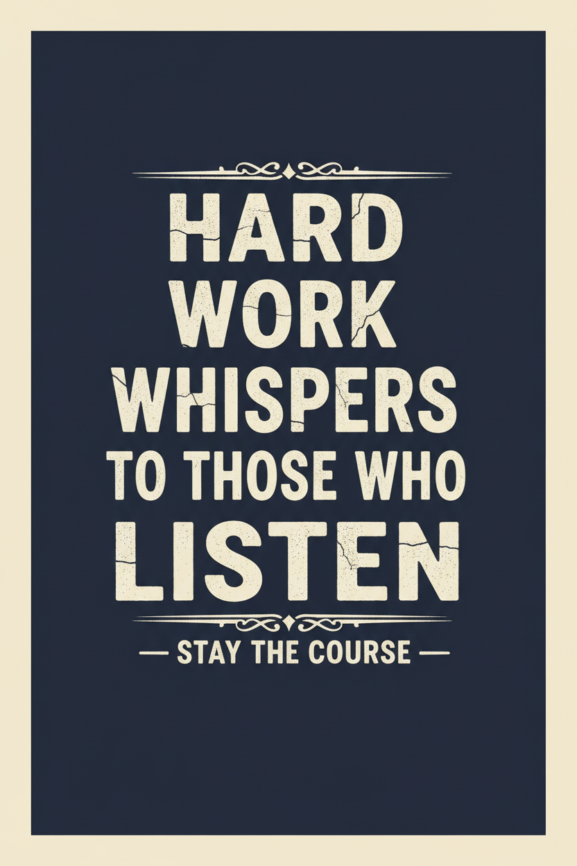 Hard Work Whispers to Those Who Listen vintage quote poster