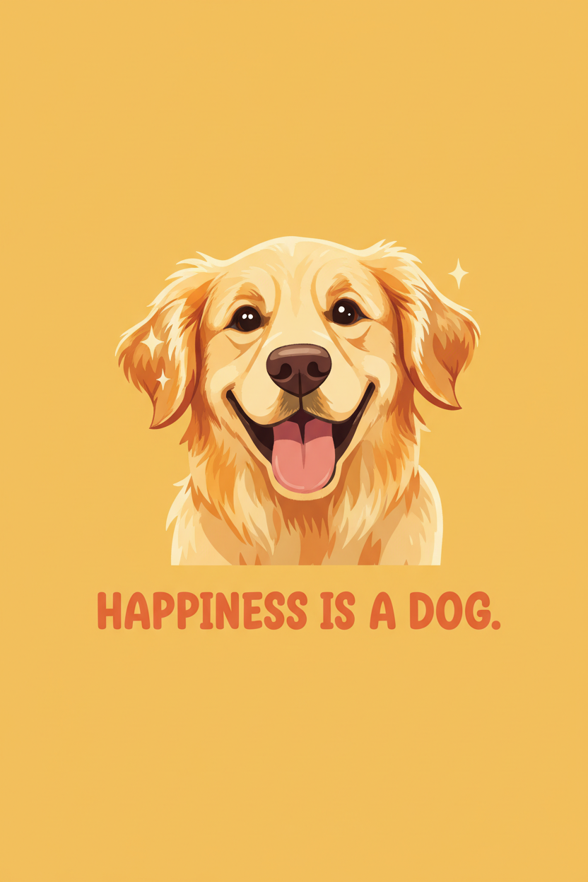 Happiness Is a Dog illustrated dog poster