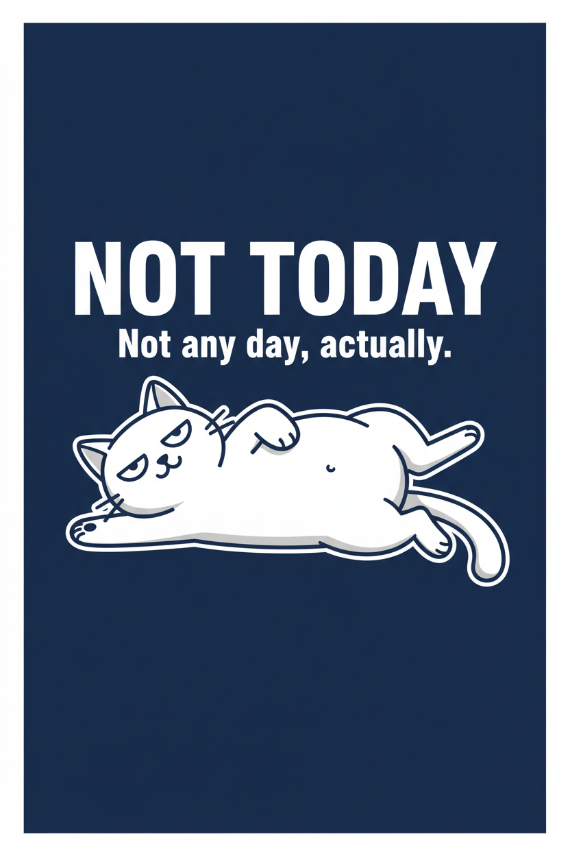 Not Today funny cat poster
