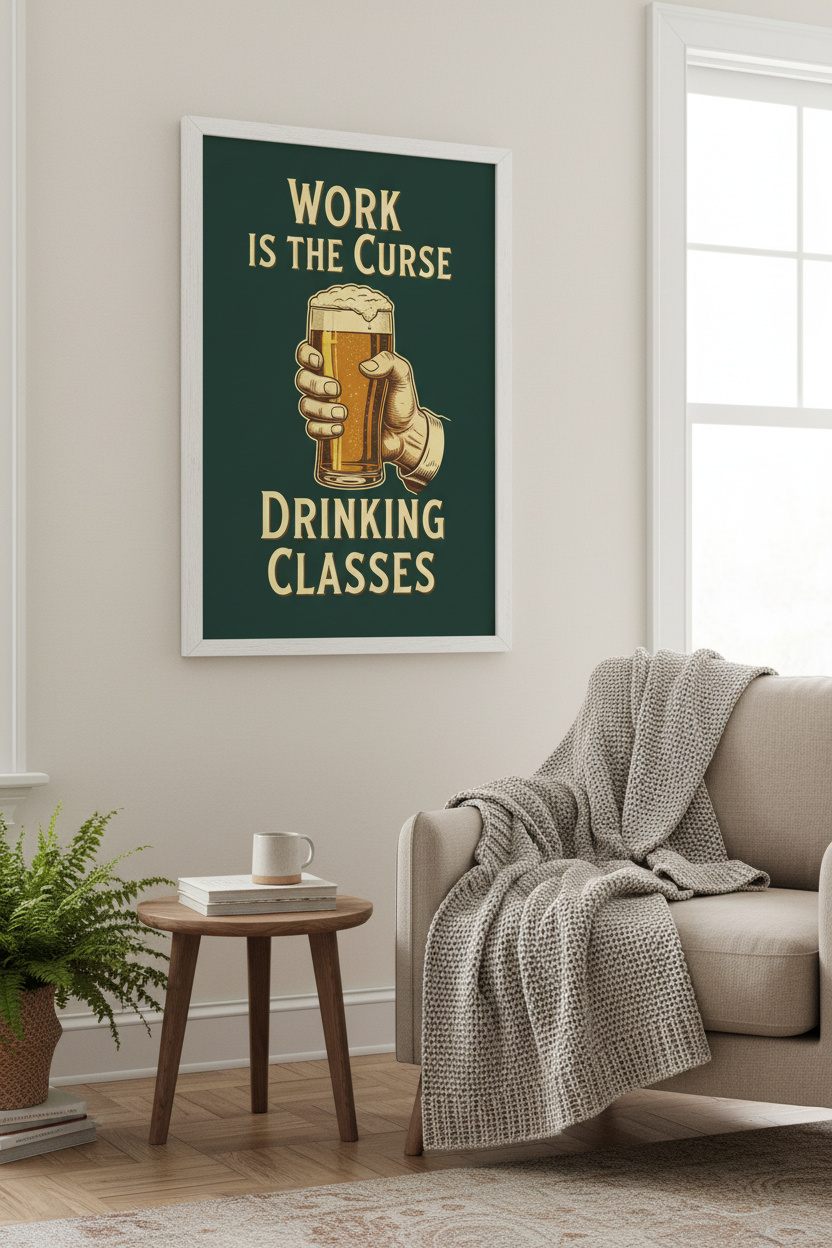 Framed poster in living room