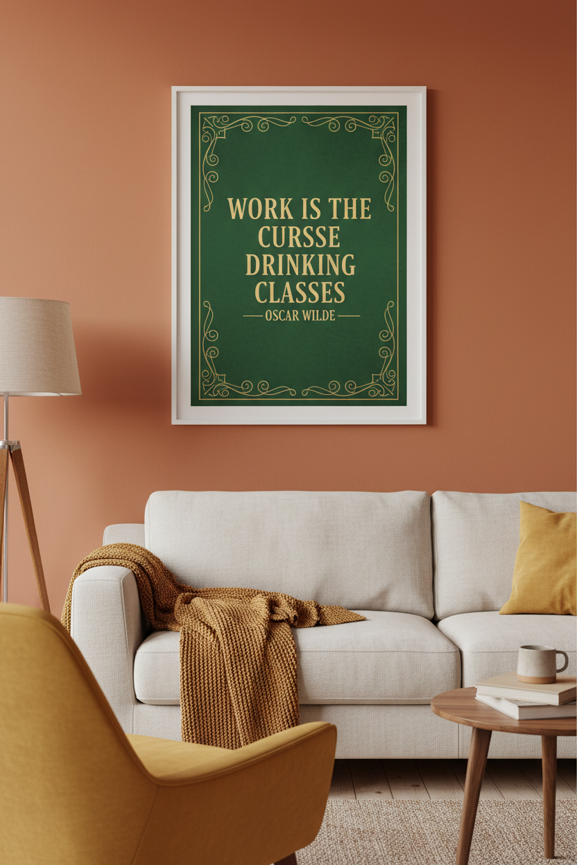 Work Is the Curse of the Drinking Classes — Framed Mockup 1