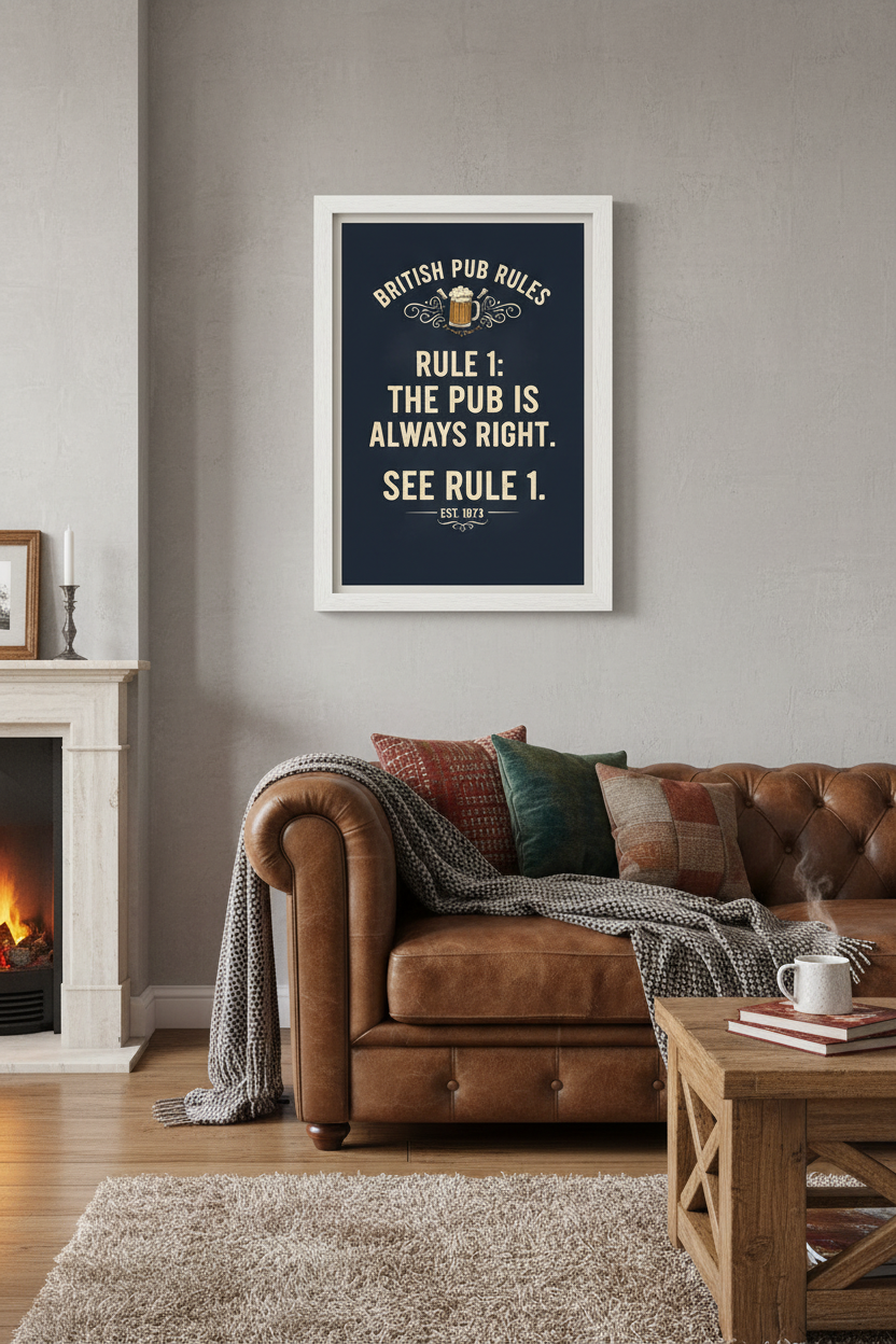 Framed poster in living room