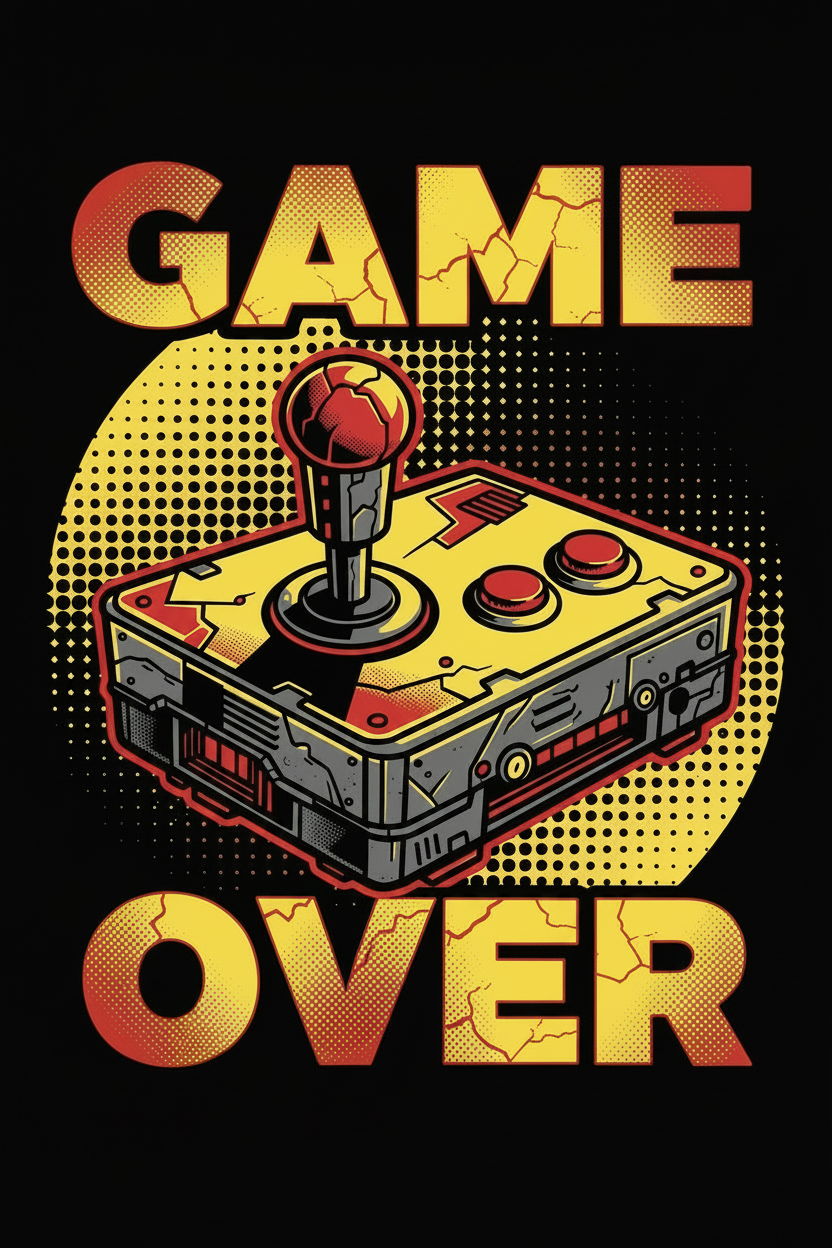 Game Over retro gaming controller poster