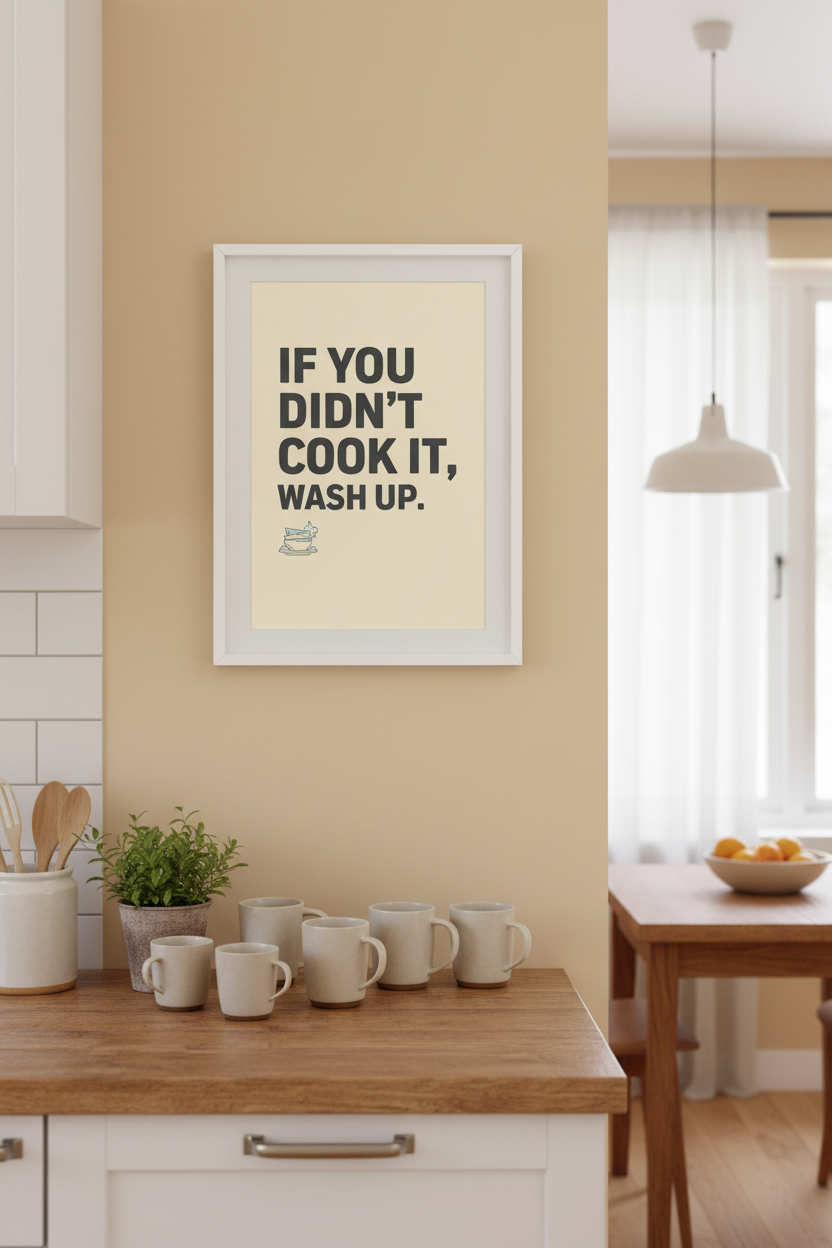 If You Didn't Cook It, Wash Up — Framed Kitchen Mockup 2