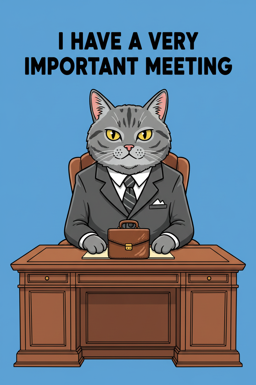 I Have a Very Important Meeting funny cat poster