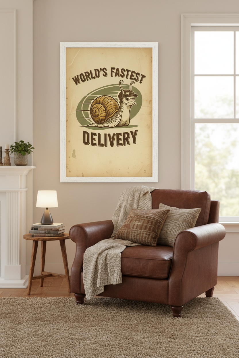 Framed poster in living room