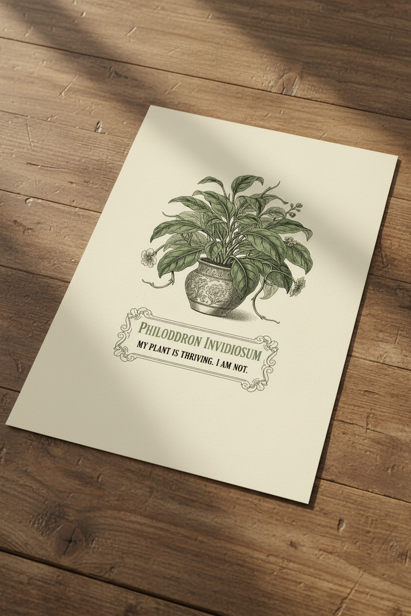 Unframed poster on wooden table