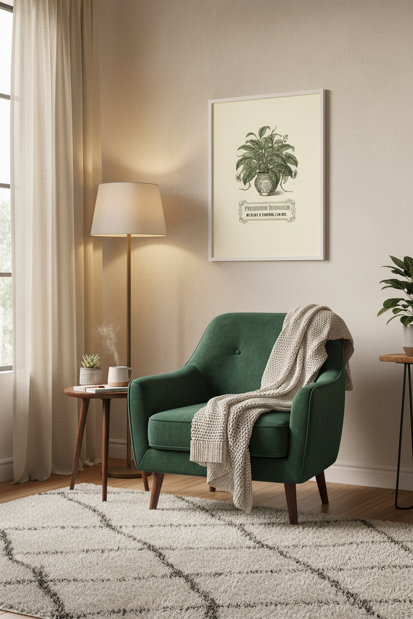 Framed poster in living room