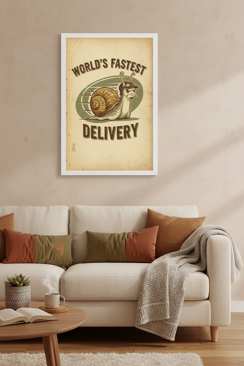 Framed poster in living room