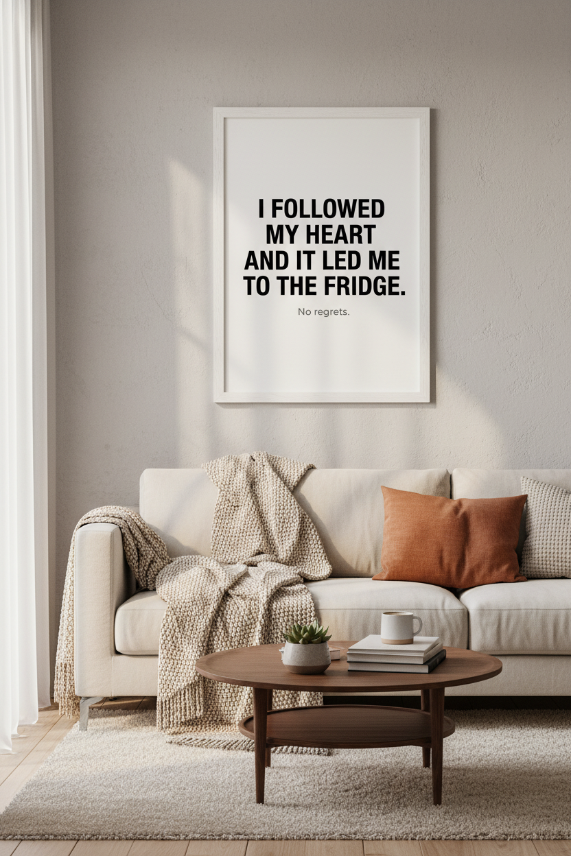 I Followed My Heart framed in living room