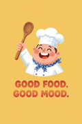 Good Food Good Mood colourful kitchen poster