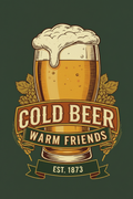 Cold Beer Warm Friends retro vintage beer poster
