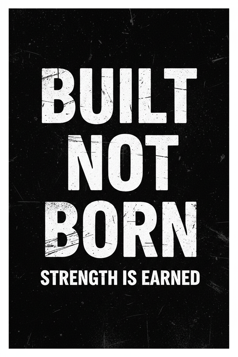 Built Not Born grunge motivational quote poster