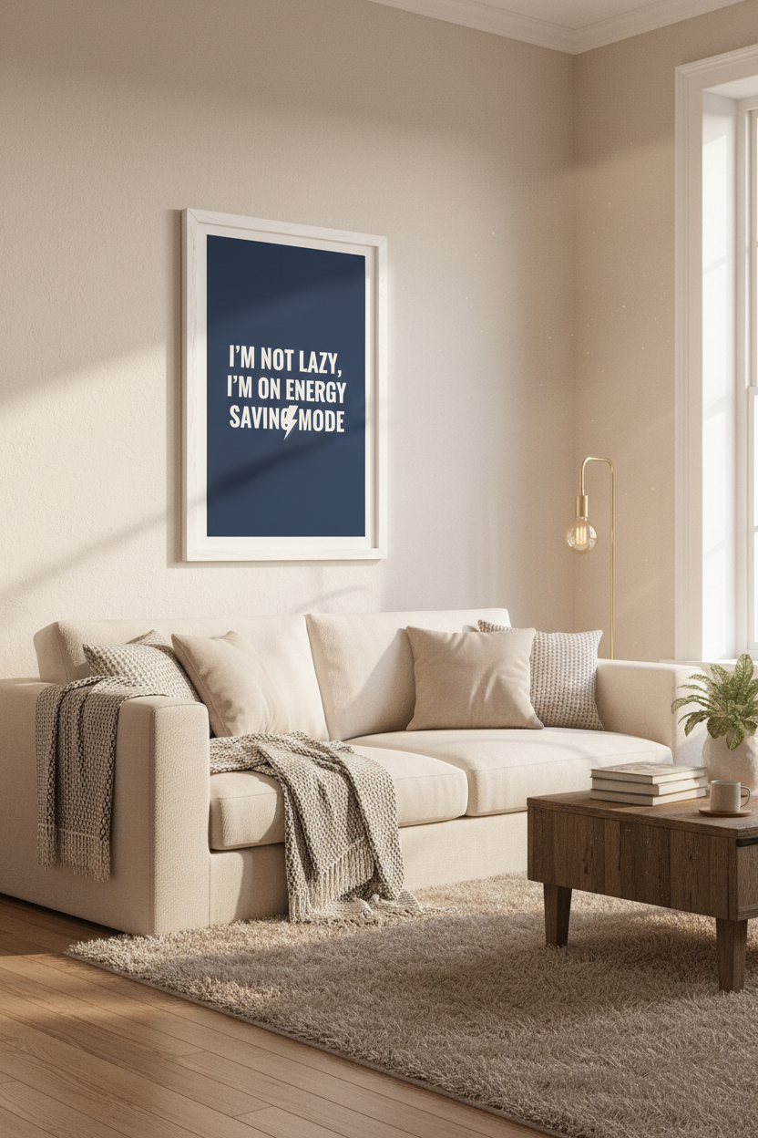 Framed poster in living room