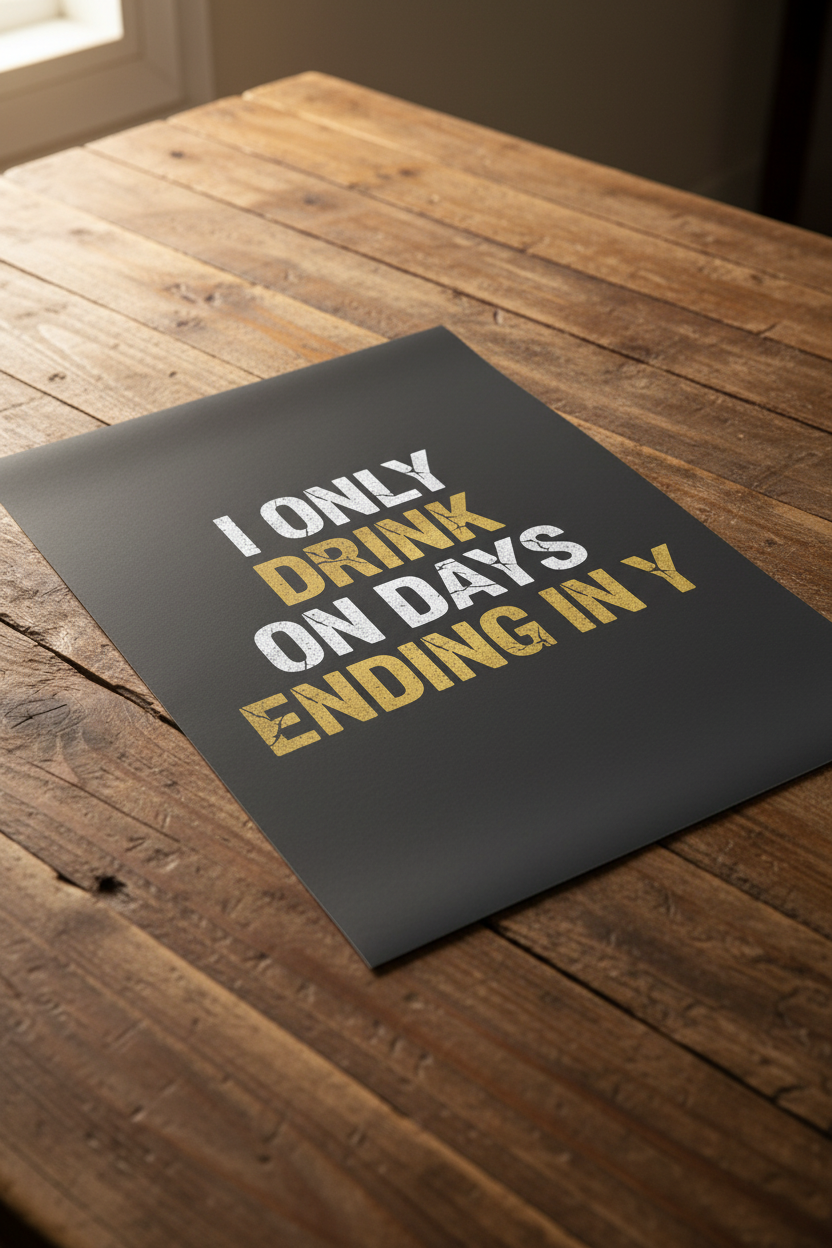 Unframed poster on wooden table