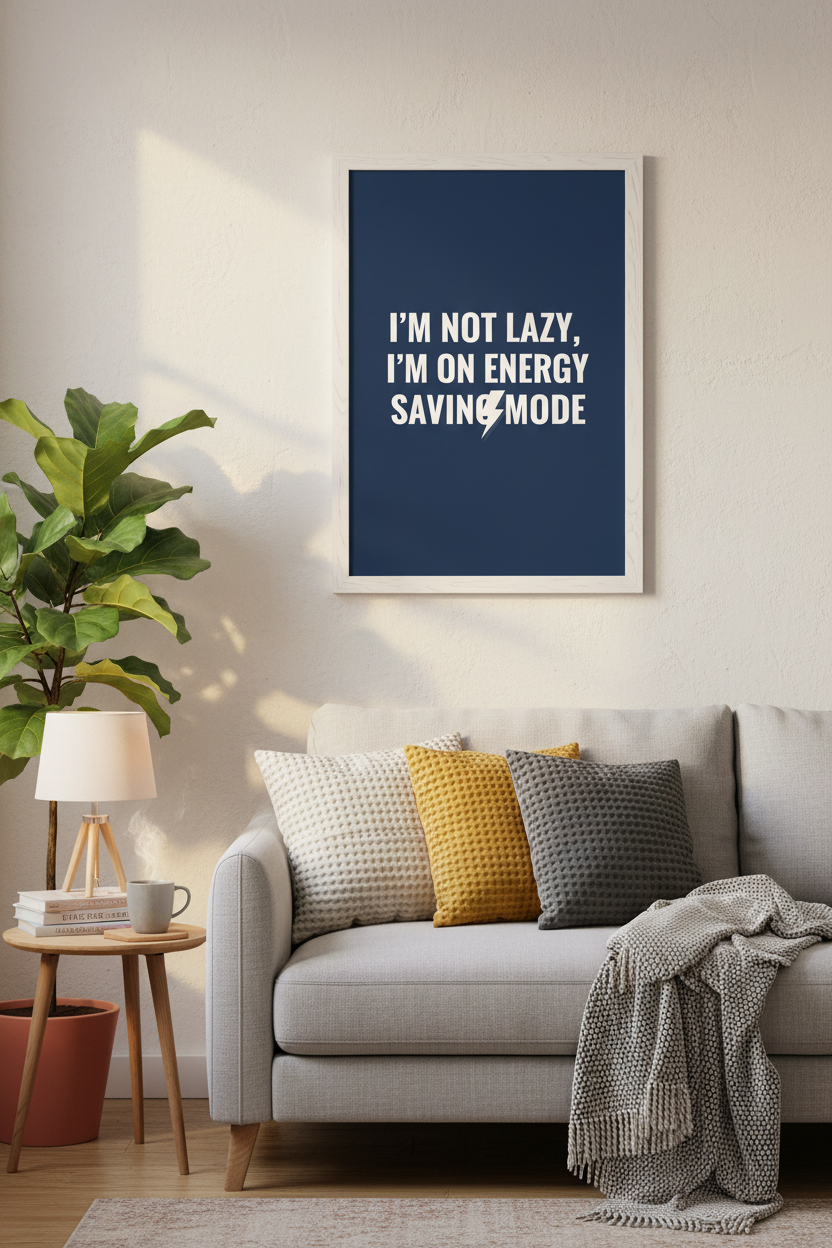 Framed poster in living room