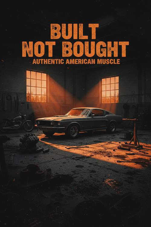 Built Not Bought dark garage muscle car poster