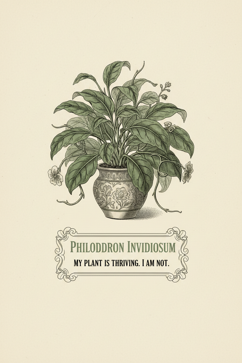 My Plant Is Thriving I Am Not funny botanical poster
