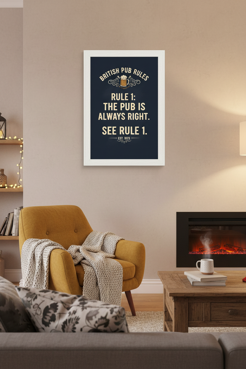 Framed poster in living room