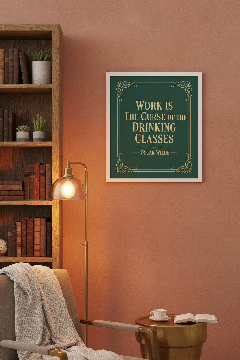 Work Is the Curse of the Drinking Classes — Framed Mockup 2