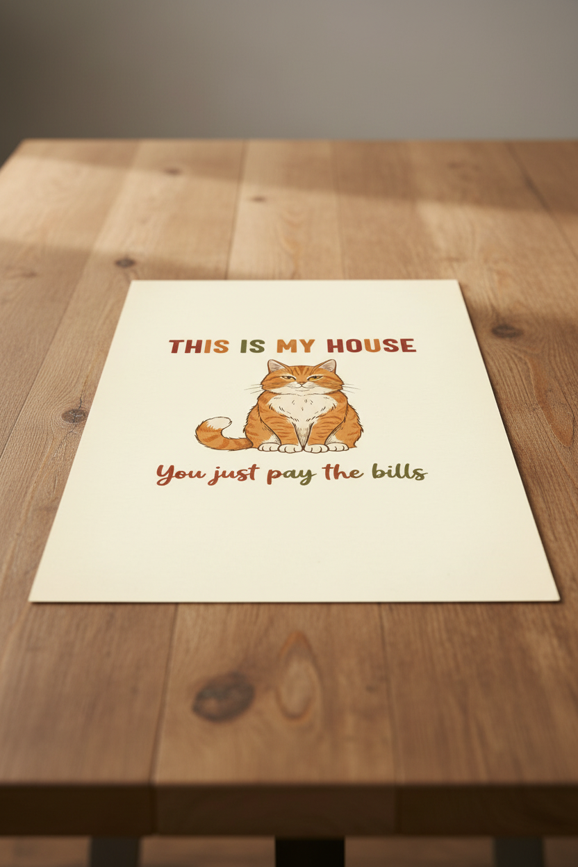 This Is My House poster on wooden table