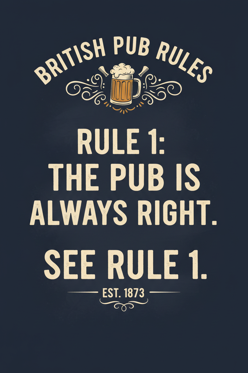 Rule 1 The Pub Is Always Right chalkboard pub rules poster