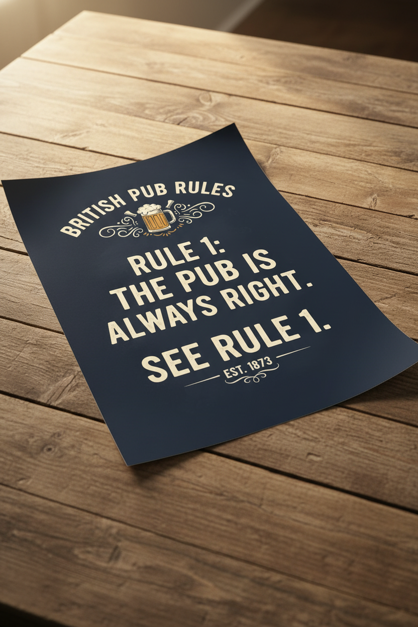 Unframed poster on wooden table