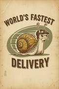 World's Fastest Delivery funny snail vintage poster