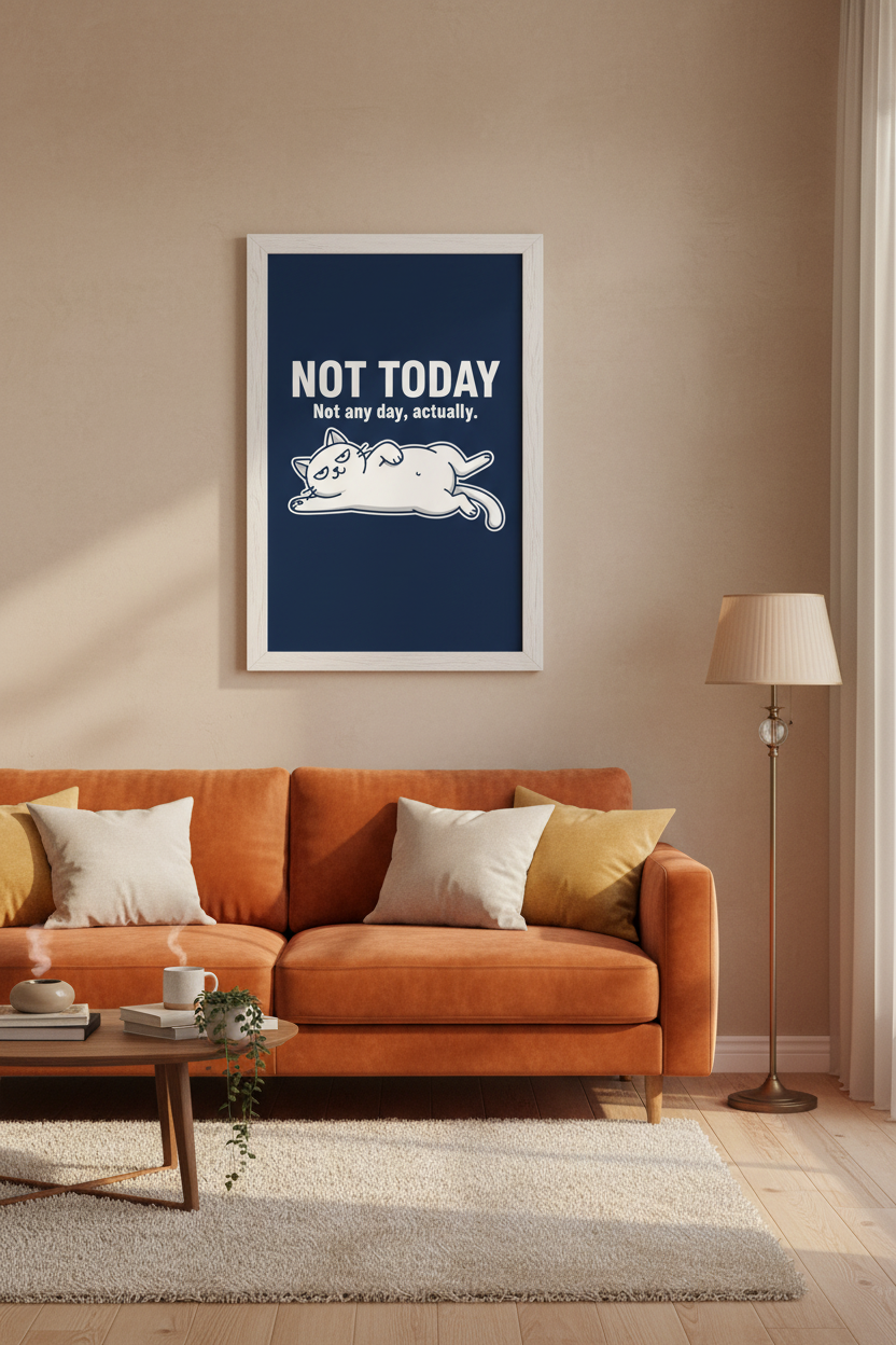 Not Today framed in living room