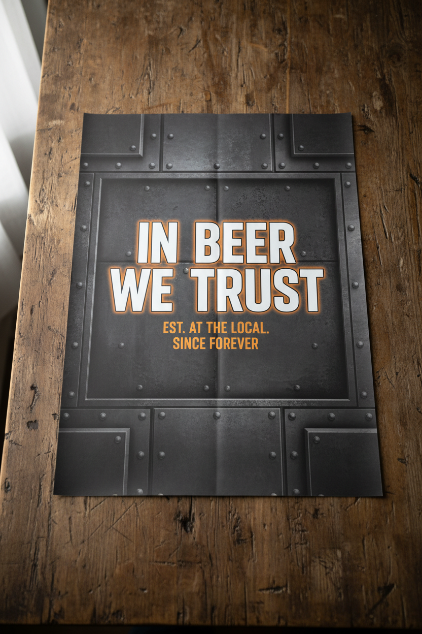 In Beer We Trust — Unframed Mockup