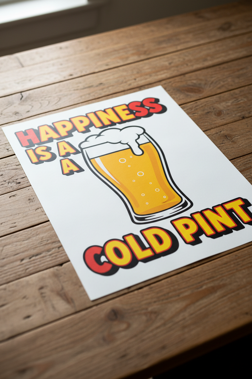 Happiness Is a Cold Pint — Unframed Mockup