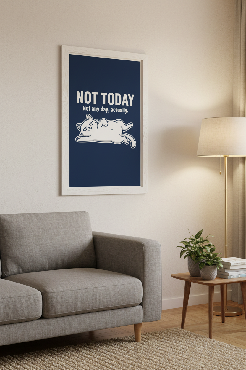 Not Today framed in living room view 2