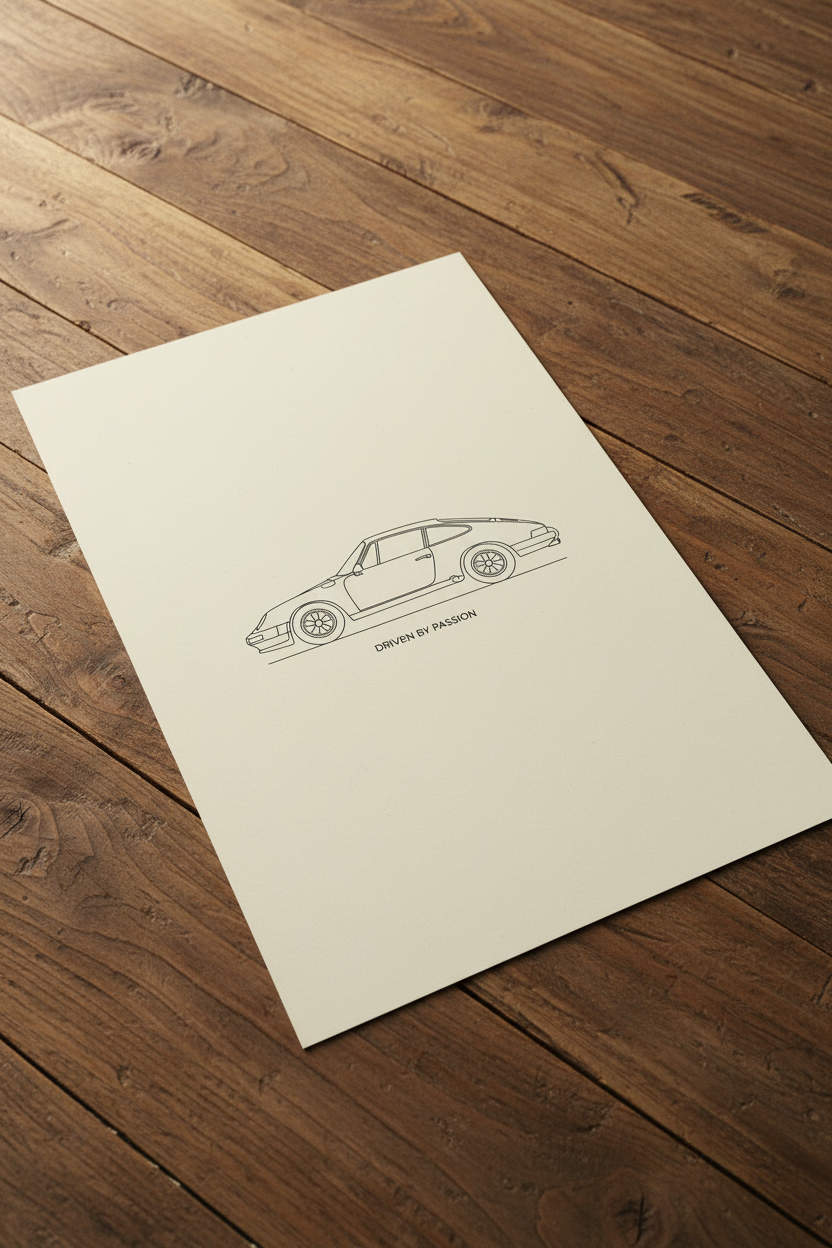 Driven by Passion unframed poster on wooden table