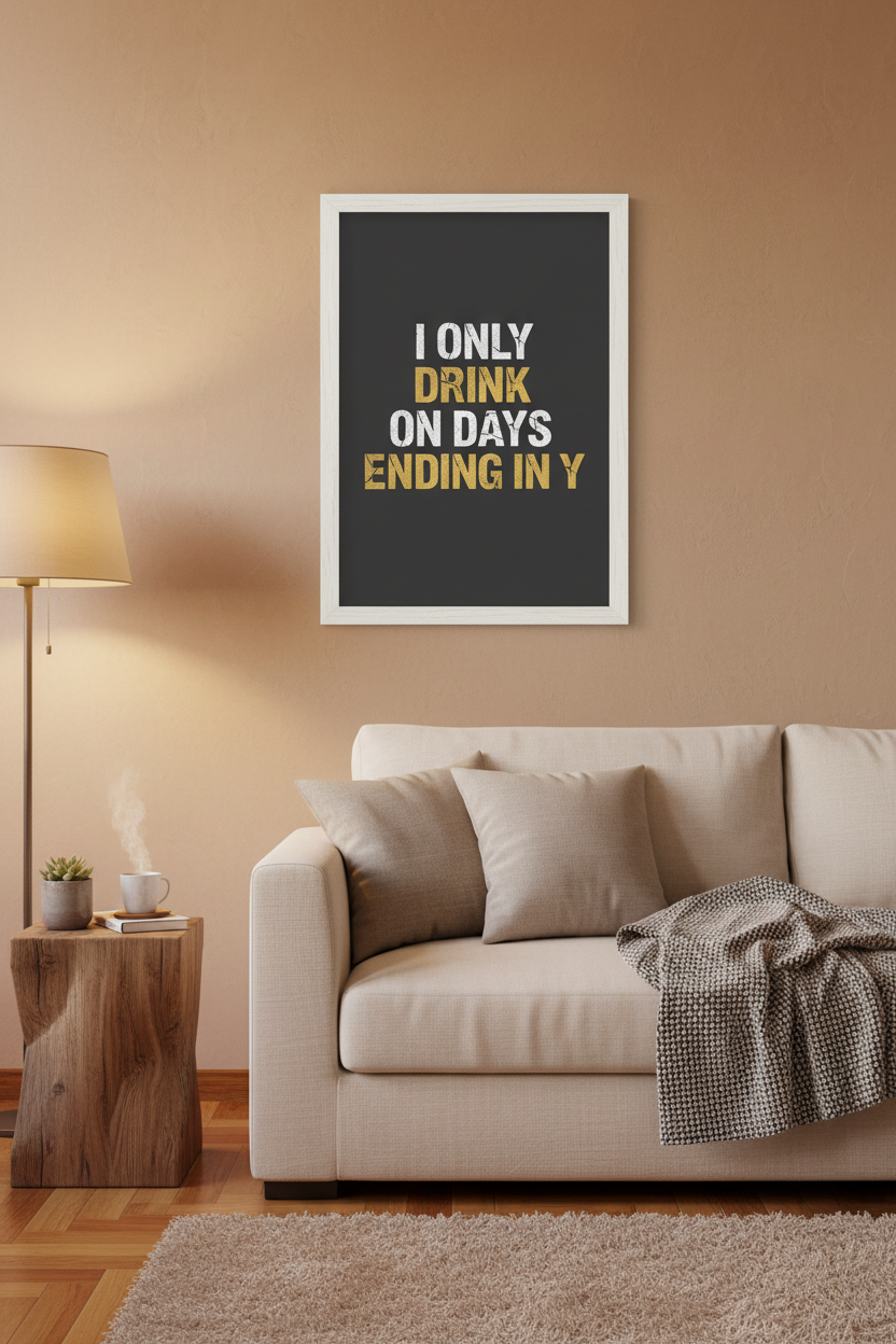Framed poster in living room