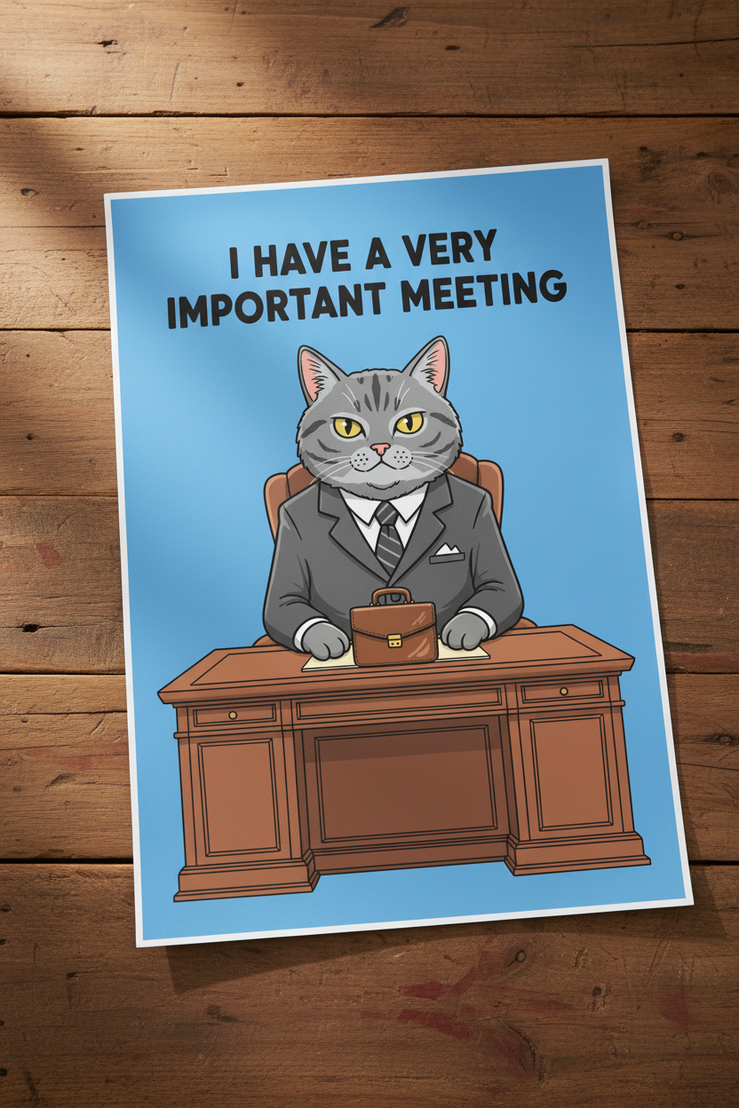 Unframed poster on wooden table