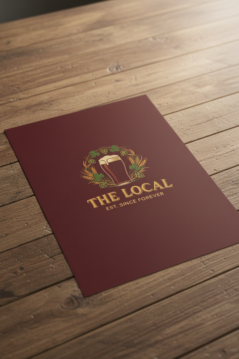 Unframed poster on wooden table