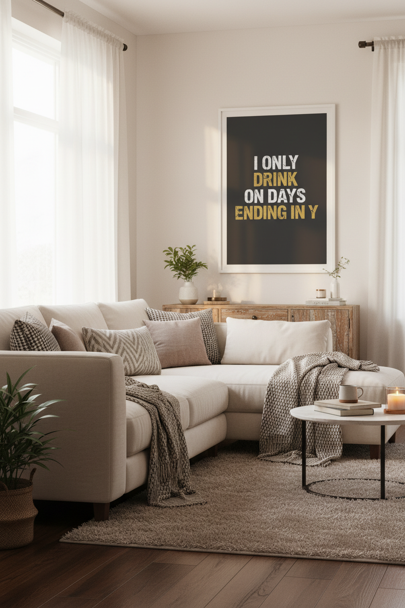 Framed poster in living room