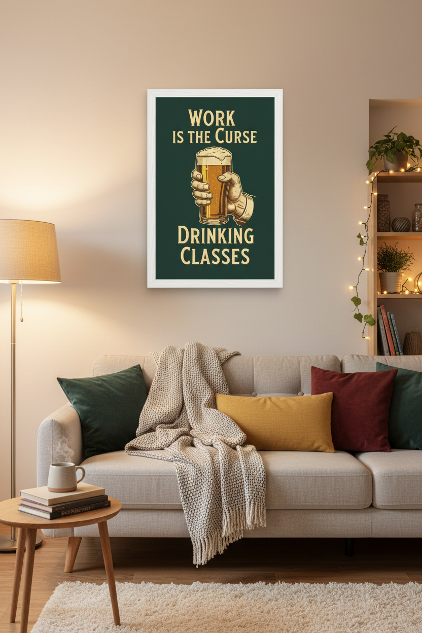 Framed poster in living room