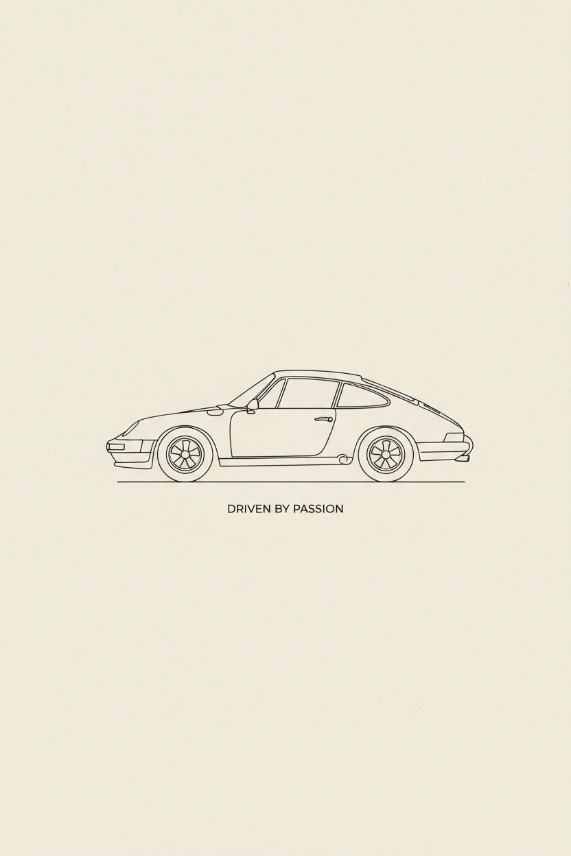 Driven by Passion minimalist Porsche 911 poster