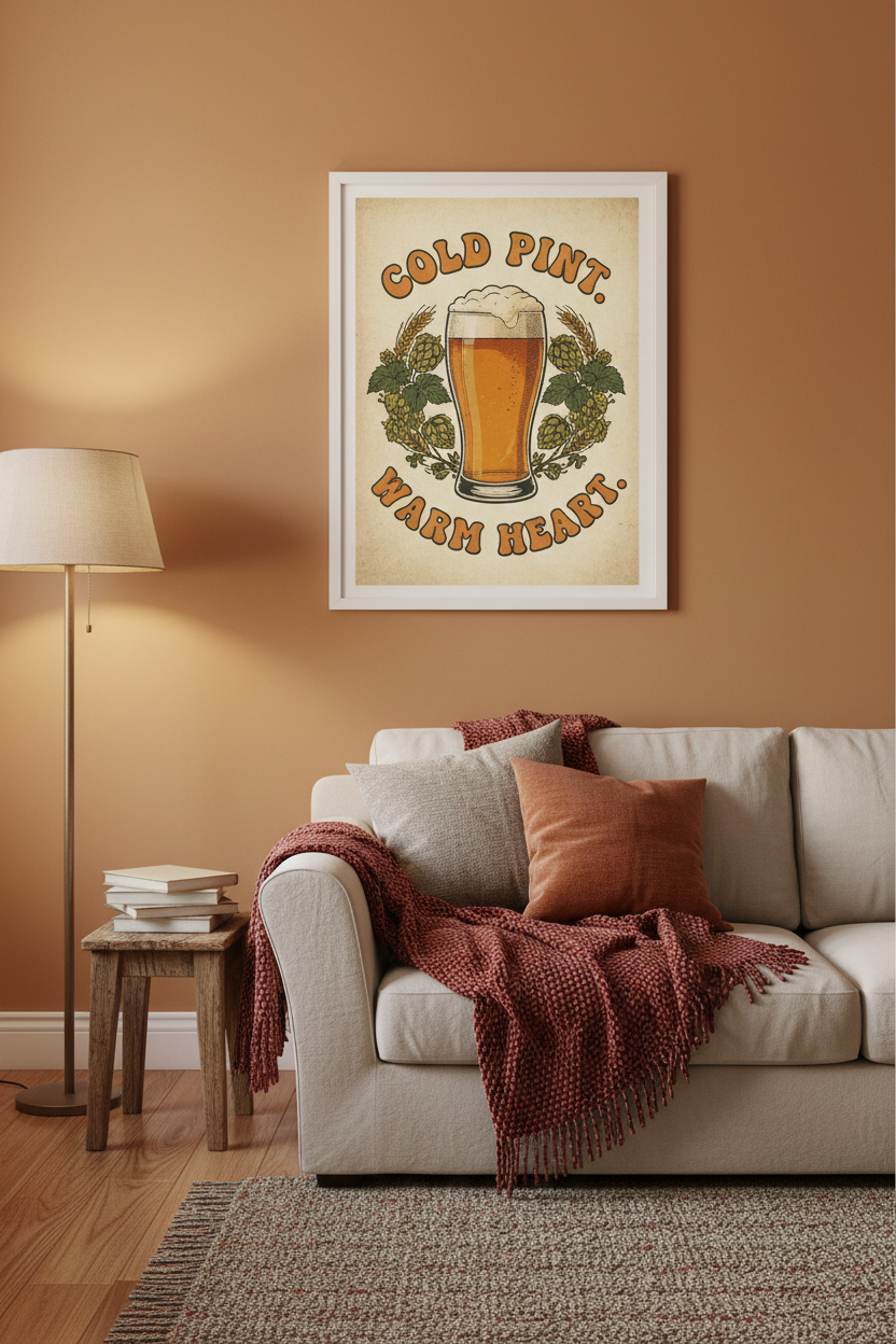 Cold Pint. Warm Heart. — Framed Mockup 1